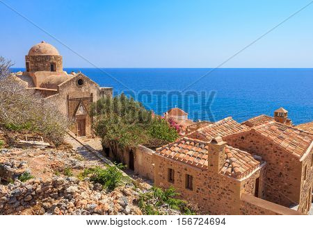 Monemvasia the medieval town in Peloponnese, Greece