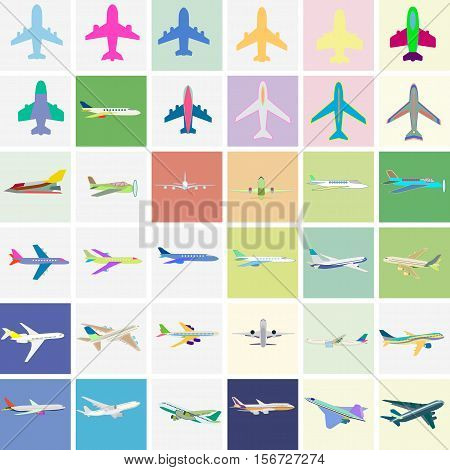 Realistic flying airplane isolated on white. Vector illustration high detailed airplane. Airline Concept aircraft Travel Passenger planes and other commercial plane.