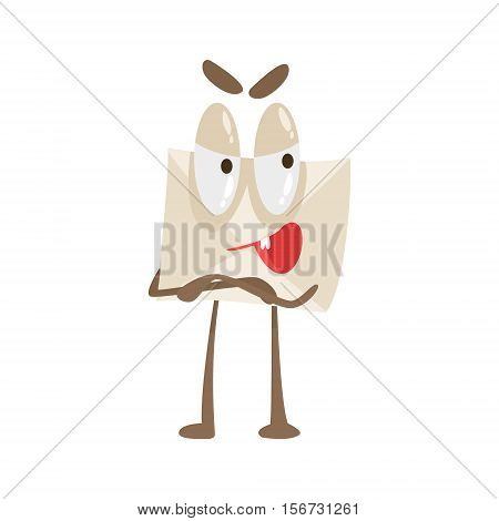 Told You So Humanized Letter Paper Envelop Cartoon Character Emoji Illustration. Part Of Mail Cover Funny Character With Arms And Legs Emotional Facial Expression Vector Collection