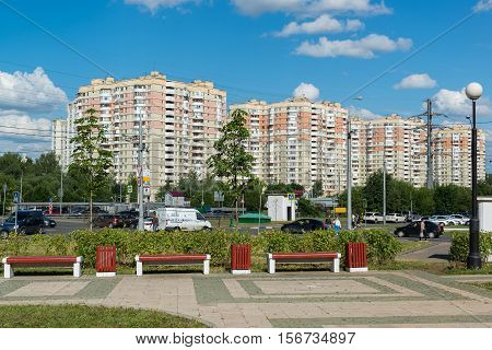 Moscow, Russia - July 09.2016. General view of the alley in Mitino