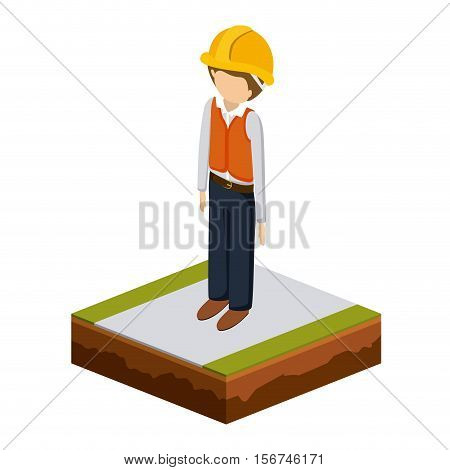 man of under construction icon. Isometric 3d structure and perspective theme. Isolated design. Vector illustration