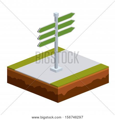 green road sign icon. Isometric 3d structure and perspective theme. Isolated design. Vector illustration