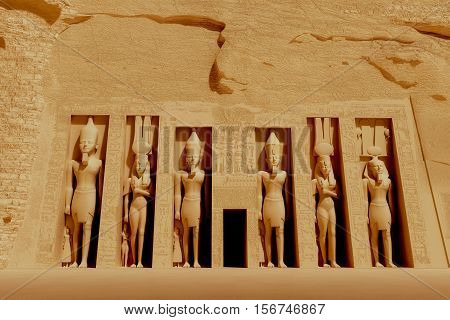 Temple of Nefertiti 3D Illustration - Nefertiti also known as Great Royal Wife was an Egyptian queen and married to Akhenaten.