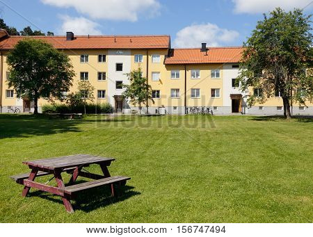 Swedish apatment buildings constructed during 1940s and 1950s era.
