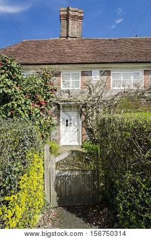 Gate and entrance to a village cottage in Kent UK