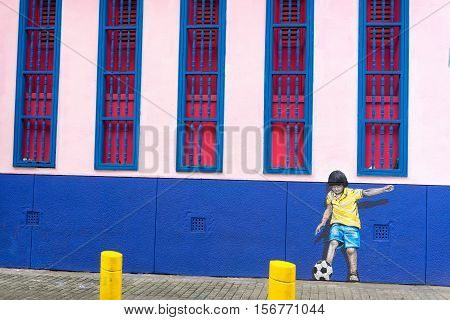 CALI COLOMBIA - JUNE 10: Colorful architecture in Cali Colombia on June 10 2016