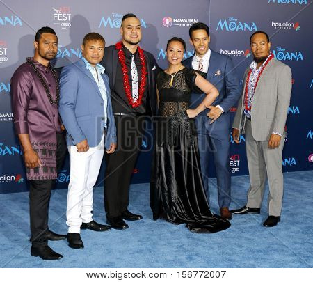 Te Vaka at the AFI FEST 2016 Premiere of 'Moana' held at the El Capitan Theatre in Hollywood, USA on November 14, 2016.