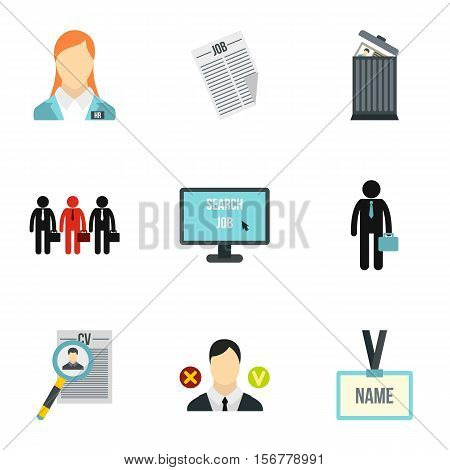 Staffing agency icons set. Flat illustration of 9 staffing agency vector icons for web