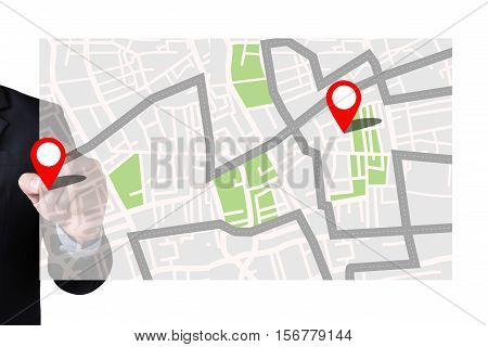 Gps Map To Route Destination Location,street Map With Gps Icons, Navigation