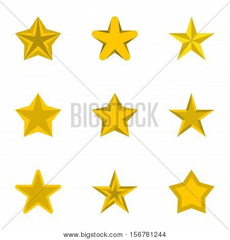 Five-pointed star icons set. Flat illustration of 9 five-pointed star vector icons for web
