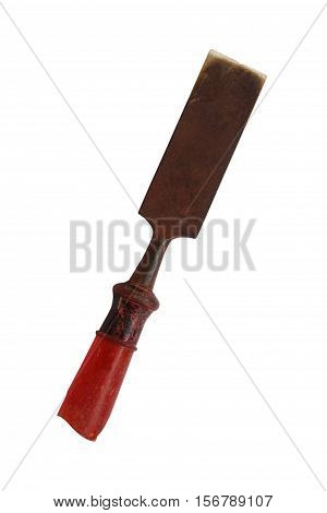 old rusty chisel isolated on white background