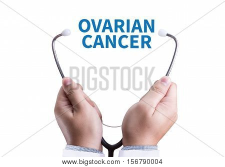 Ovarian Cancer Concept Teal Ribbon Awareness To Support Ovarian Cancer