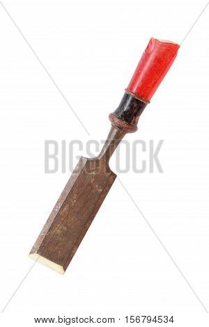 old rusty chisel isolated on white background