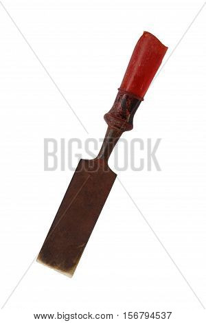 old rusty chisel isolated on white background