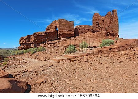 Ruins of Wukoki pueblo in Wupatki National Monument north of Flagstaff Arizona