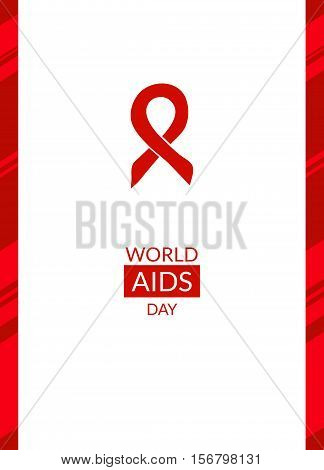 World AIDS Day, 1st December, vector poster template. Red ribbon, hand drawn design element with seamless side border. Isolated on white