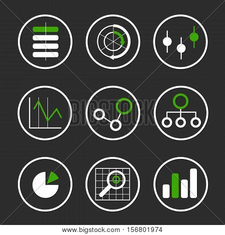 Vector collection of plane icons on a theme of computer technology and Big Data