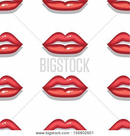 Seamless vector sexual background with bright red, glistening lips