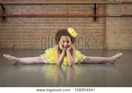 Beautiful little dancer portrait at a dance studio