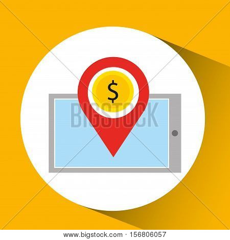 smartphone e-commerce dollar money pin vector illustration eps 10