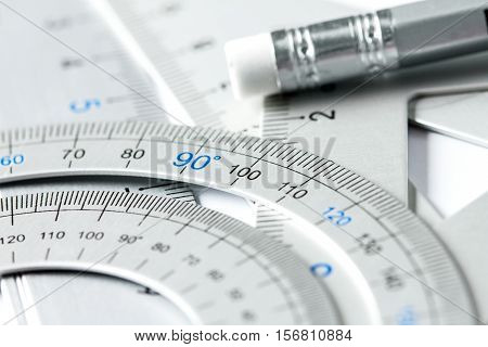 extremely selective focus a part of the silver precision measurement tool