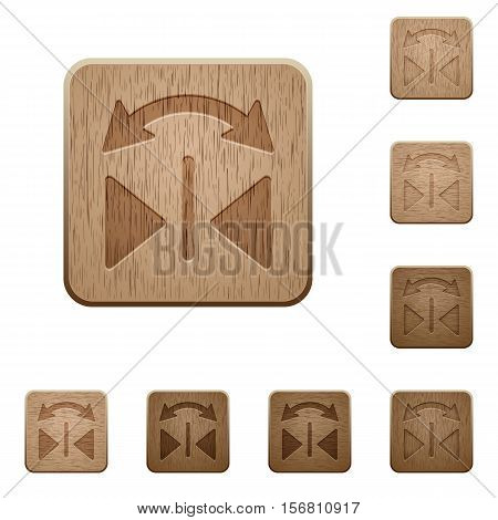 Horizontal flip icons in carved wooden button styles