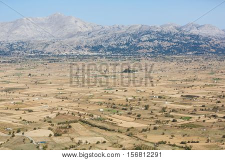 The landscape of Lassithi plateau in Crete Greece