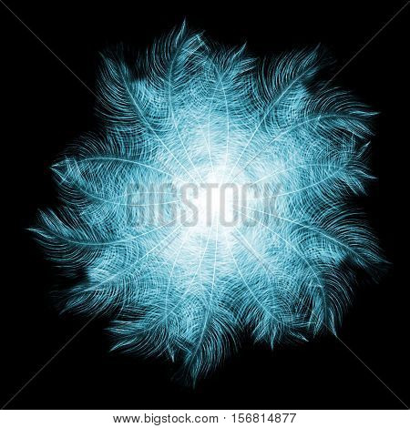 Feathers. Carnival. Creative snowflake. Tropical New Year.