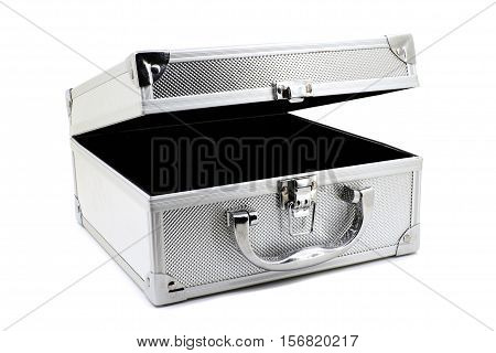 Outdoor aluminum case on a white background closeup
