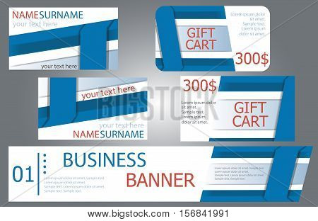 Templates banner design gift cards business cards. Set. Vector illustration.