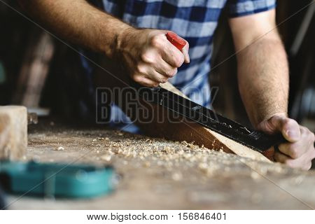 Carpenter Craftsman Lumber Timber Woodwork Concept