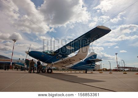 People View Aircraft  Antonov, An-2Mc  On An Exhibition Area