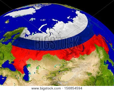 Russia With Flag On Earth
