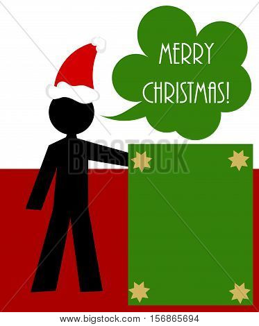 Christmas santa man with information wall background