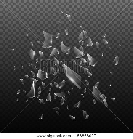 Shards of glass on transparent background, Vector illustration
