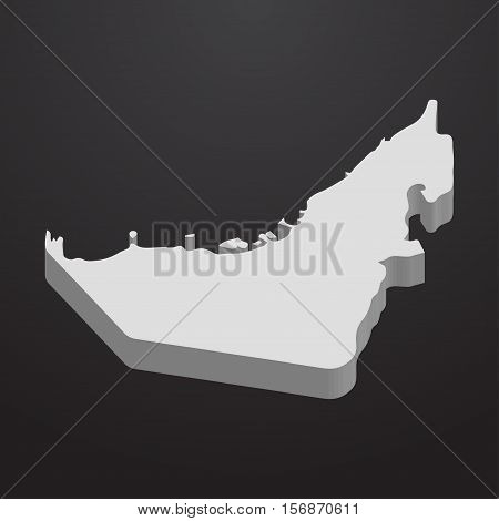 UAE map in gray on a black background 3d