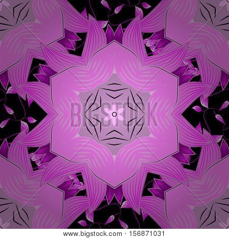Mandala Pink. Black Background. Beautiful Pink Mandala. Dream Catcher. Pentagon. Petal. Plower. Geom
