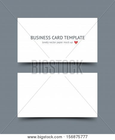 Business card template mock up with shadow isolated on dark background. Realestic vector paper cards for portfolio presentation, business identity