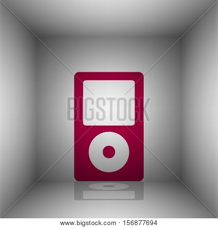 Portable Music Device. Bordo Icon With Shadow In The Room.