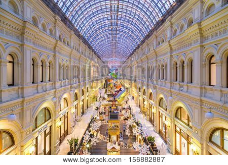 Moscow, Russia - December 8, 2015:GUM the large store in the Kitai-gorod