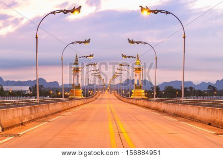 Thai Lao Friendship Bridge Third at morning time in Nakhon phanom thailand