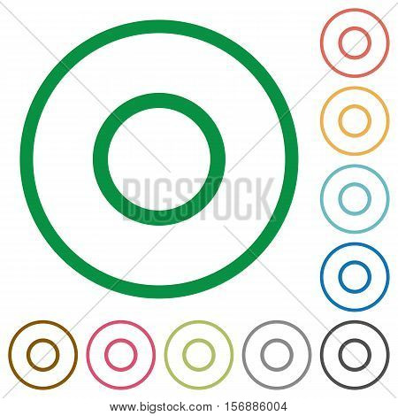 Media record flat color icons in round outlines
