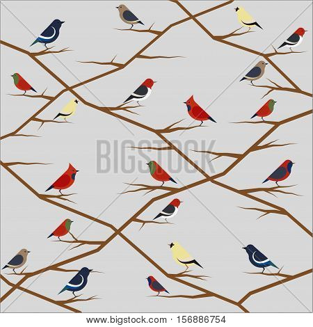Vector picture of birds in retro style