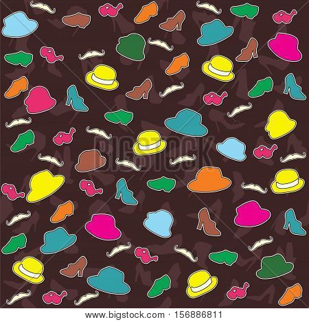 Vector seamless pattern with different accessories in retro style