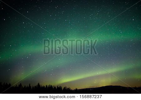 Aurora borealis at the dark sky in Alaska