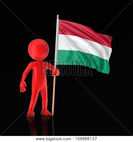 3D Illustration. Man and Hungarian flag. Image with clipping path