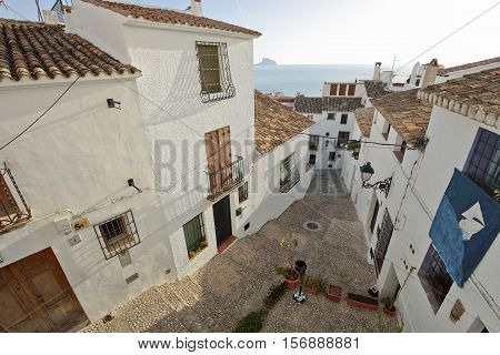 Altea, Spain. October 16, 2016: Streets of the village resort of Altea in the province of Alicante, Spain.