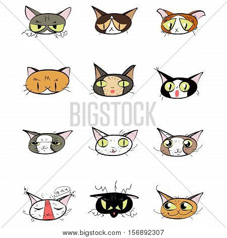 Great designed set of cute cartoon cats that can be used in various templates