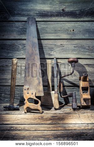 Vintage Workshop Full Of Old Carpentery Tools