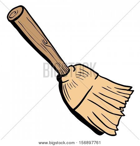 broom cartoon illustration isolated on white